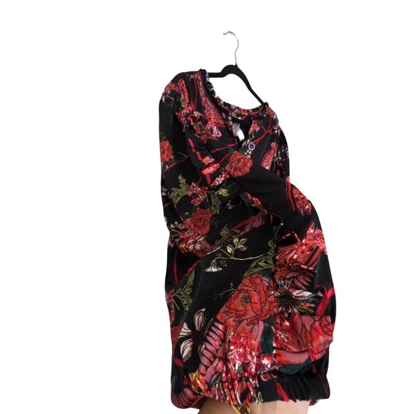 Cupio Womens Floral Peasant Top 3X 4X Plus 3/4 Boho Ruffle Puff Balloon Hippie - Picture 4 of 10